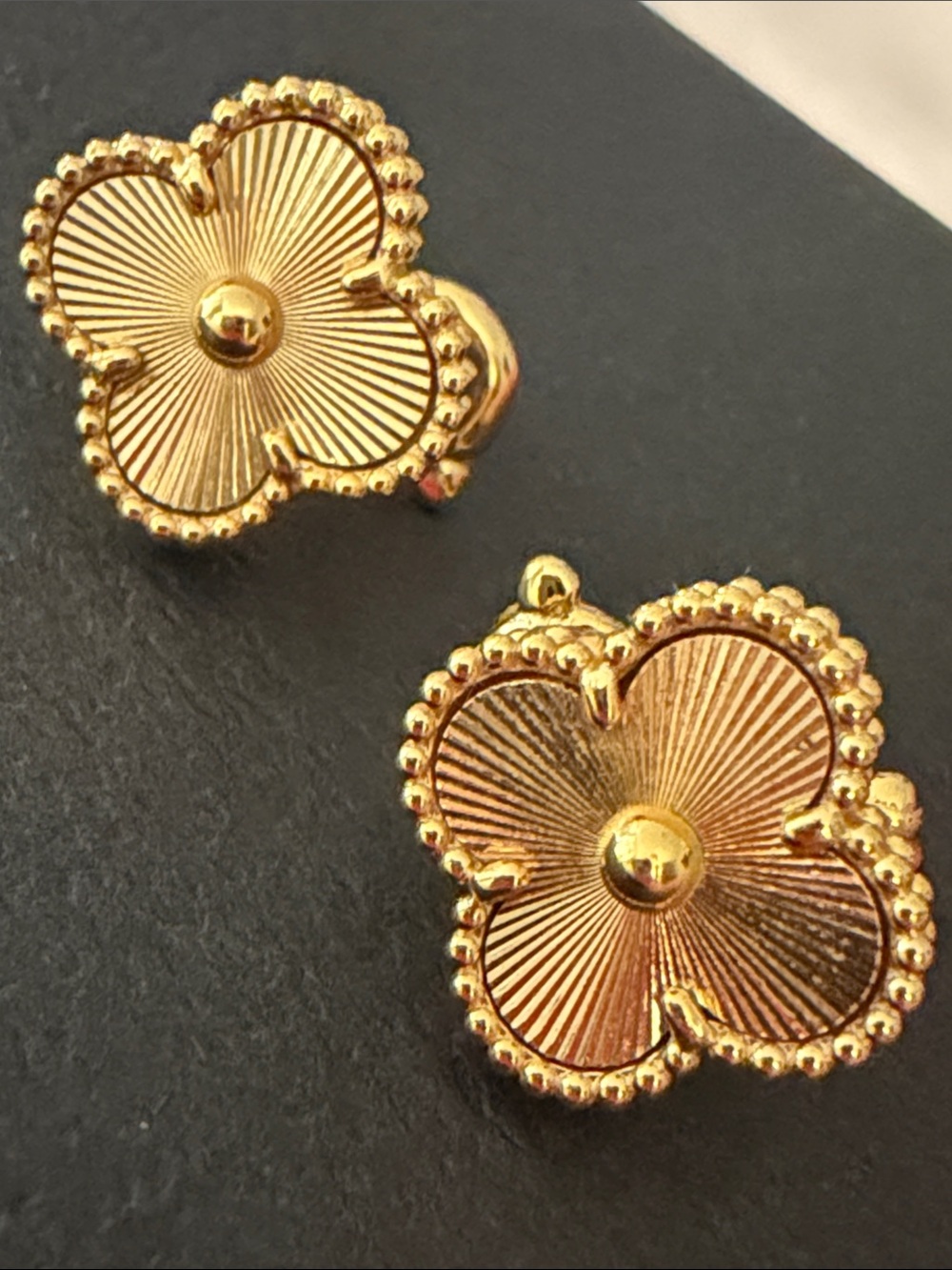 Gold Clover Earrings - Picture 6 of 6